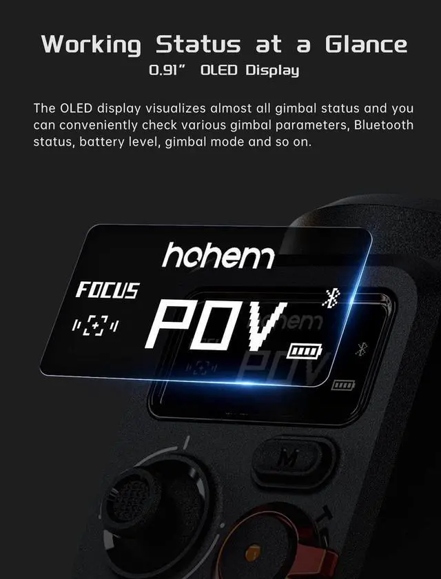 Alt view image 7 of 7 - Hohem iSteady M6 Kit Smartphone Gimbal Stabilizer 3-Axis with Magnetic Fill Light/AI Tracking Sensor for iPhone Android with 0.91-inch OLED Display Max Payload 400g