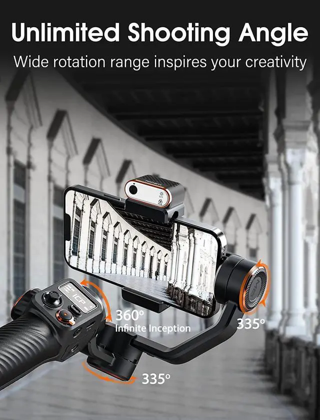 Alt view image 4 of 7 - hohem iSteady M6 Kit Gimbal Stabilizer for Smartphone, 2023 Upgraded 3-Axis Phone Gimbal, AI Tracker w/CCT/RGB Fill Light, Gimbal for iPhone 14 Pro Max & Android, Phone Stabilizer for Video Recording
