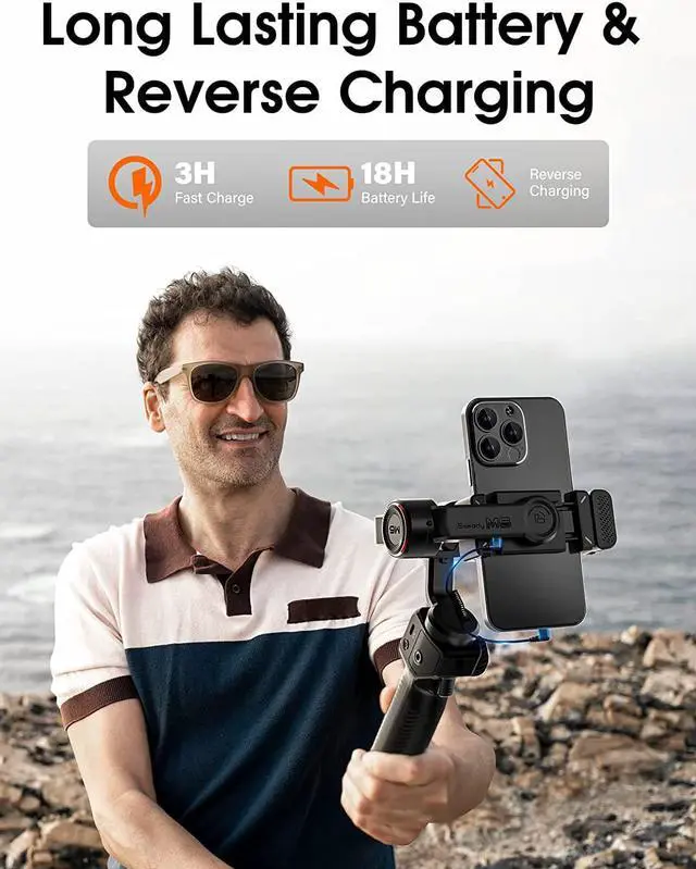 Alt view image 7 of 7 - hohem iSteady M6 Kit Gimbal Stabilizer for Smartphone, 2023 Upgraded 3-Axis Phone Gimbal, AI Tracker w/CCT/RGB Fill Light, Gimbal for iPhone 14 Pro Max & Android, Phone Stabilizer for Video Recording