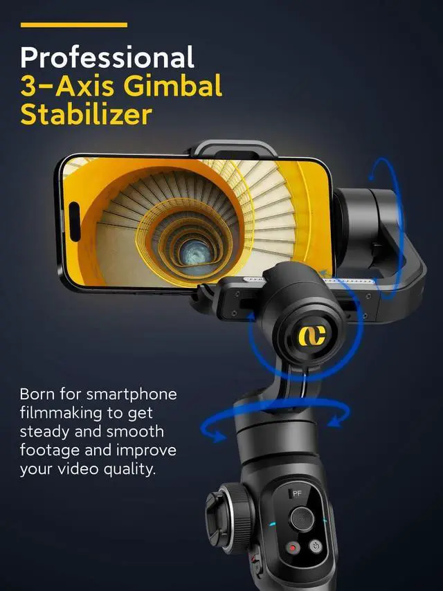 Alt view image 3 of 7 - AOCHUAN Smart S2 Gimbal Stabilizer for Smartphone Professional Industry-Standard 3-Axis Phone Gimbal with Extendable Rod Microphone Fill Light Gimbal for iPhone and Android Vlogging TikTok YouTube