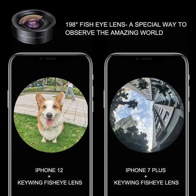 Alt view image 3 of 7 - KEYWING Fisheye Lens, 198° Fish Eye Phone Camera Lens Kit for iPhone | Fish Bowl Camera Lens, Phone Lens Accessories, Lens Attachments for iPhone 6 7 8 X Samsung Smartphone