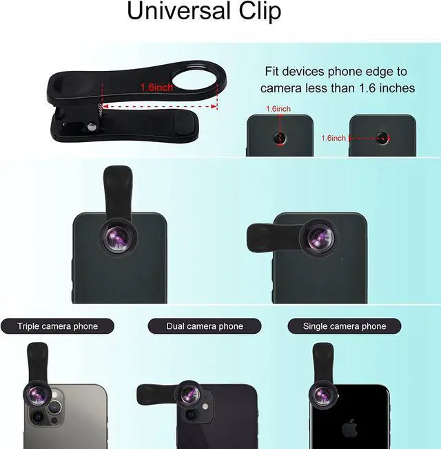Alt view image 3 of 7 - Godefa Phone Camera Lens Kit, 14 in 1 Lenses with Selfie Light for iPhone 14 13 12 11 Xs X Pro Samsung and Other Andriod Smartphone, Universal Clip on Wide Angle+Macro+ Fisheye Camera Lenses