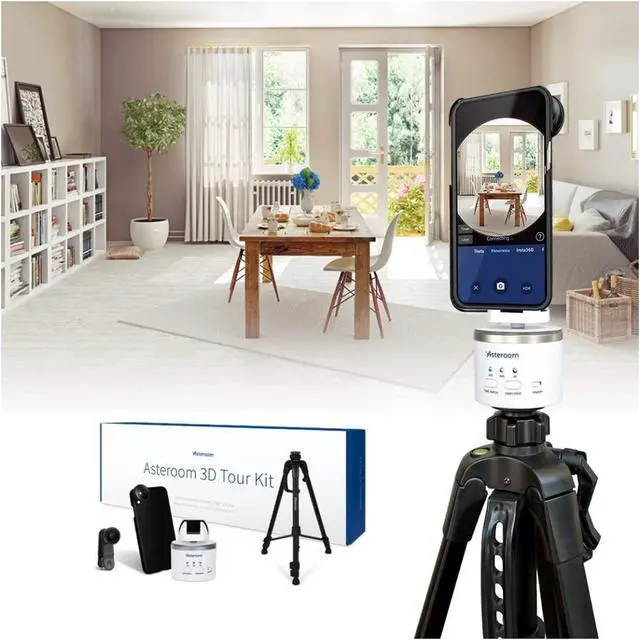 Alt view image 2 of 7 - Asteroom 360 Camera 3D Virtual Tour Real Estate Kit - Gear Includes: Tripod, Digital Camera Rotator, Fisheye Cam Lens (Asteroom iPhone/Samsung Phone Case Not Included, Purchased Separately on )