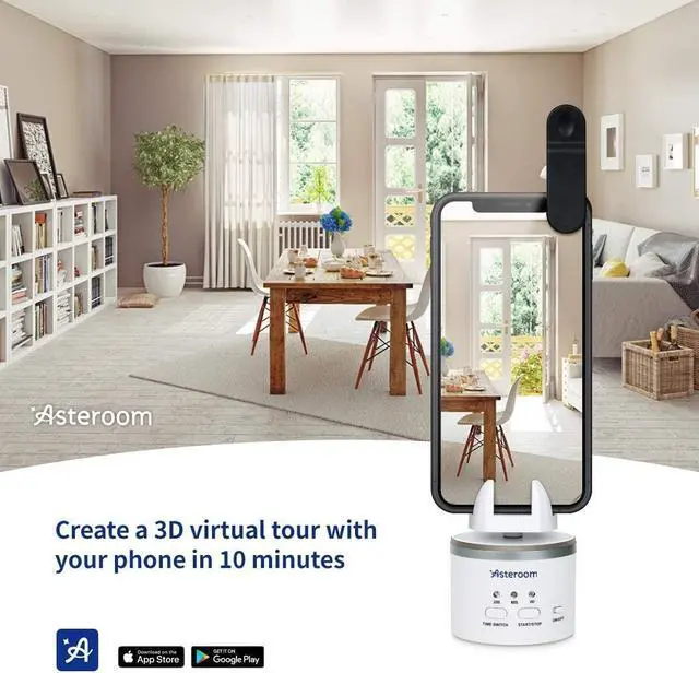 Alt view image 3 of 7 - Asteroom 360 Camera 3D Virtual Tour Real Estate Kit - Gear Includes: Tripod, Digital Camera Rotator, Fisheye Cam Lens (Asteroom iPhone/Samsung Phone Case Not Included, Purchased Separately on )