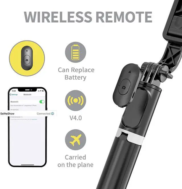 Alt view image 6 of 7 - Selfie Stick Tripod, All in One Extendable & Portable iPhone Tripod Selfie Stick with Wireless Remote Compatible with iPhone 14 13 12 11 pro Xs Max Xr X 8 7, Galaxy Note10/S20/S10/OnePlus 9/9 PRO etc