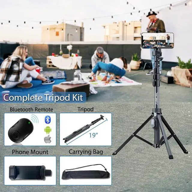 Alt view image 7 of 7 - Fugetek 51" Professional Selfie Stick Tripod, 100% All Aluminum Stick & Legs, Lightweight, Detachable Bluetooth Remote, Portable All in One, Compatible with iPhone & Android, Non Skid Feet, Black