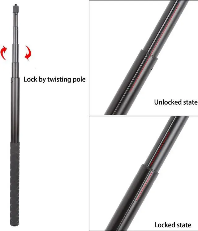 Alt view image 3 of 6 - PellKing Long 77inch Invisible Selfie Stick for Insta360 ONE X4, X3, X2, X, Insta360 ONE R, RS, Insta 360 Camera 1/4" Extended Monopod Pole