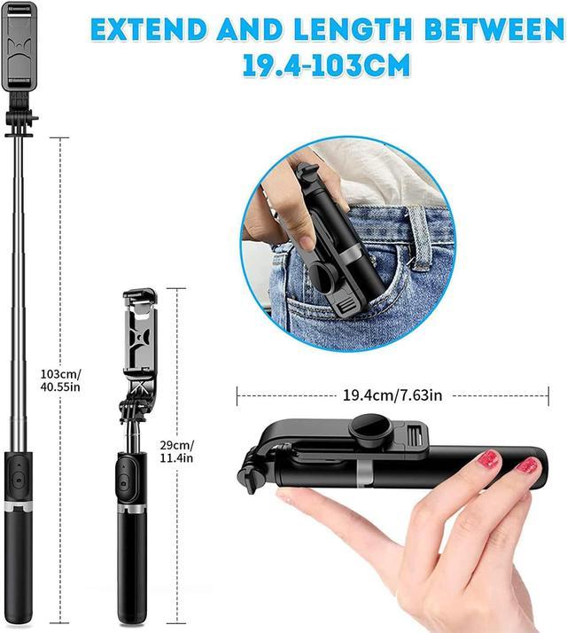  Selfie Stick Tripod with Remote Phone Recording Stand, Travel  Tripod for iPhone Cell Phones, Cellphone Filming Tripod Travel Necessories  Gift for Men Women, Tripode para Celulares Tripie para Celular : Cell