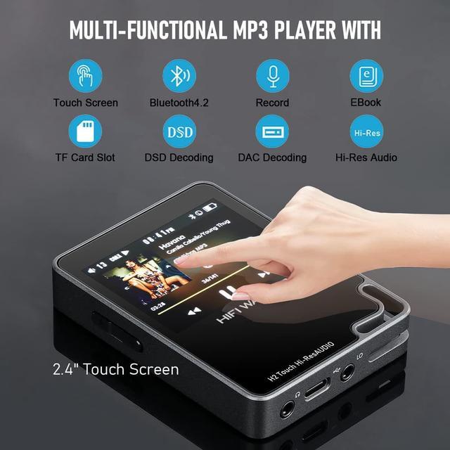Alt view image 2 of 6 - HIFIWALKER H2 Touch, Hi Res MP3 Player with Bluetooth, 2.4 HD Touch Screen, Digital Audio Player, DSD Lossless FLAC Player, Bluetooth Music Player with 64GB Memory Card, Support Up to 512GB