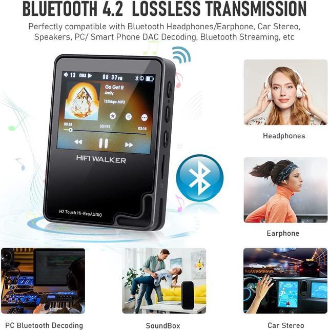 Alt view image 4 of 6 - HIFIWALKER H2 Touch, Hi Res MP3 Player with Bluetooth, 2.4 HD Touch Screen, Digital Audio Player, DSD Lossless FLAC Player, Bluetooth Music Player with 64GB Memory Card, Support Up to 512GB