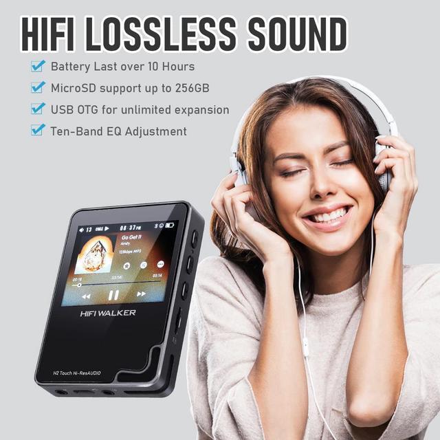 Alt view image 6 of 6 - HIFIWALKER H2 Touch, Hi Res MP3 Player with Bluetooth, 2.4 HD Touch Screen, Digital Audio Player, DSD Lossless FLAC Player, Bluetooth Music Player with 64GB Memory Card, Support Up to 512GB
