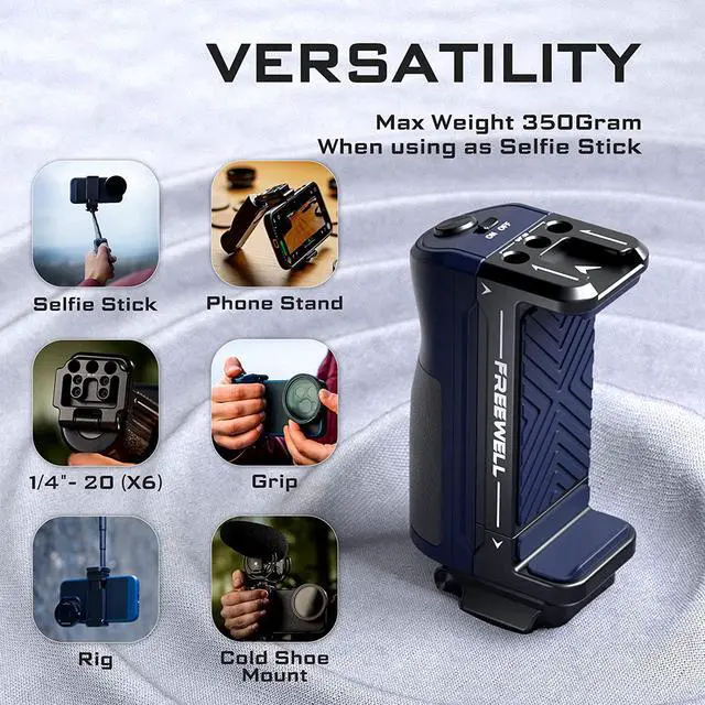 Alt view image 4 of 6 - Freewell Versatile Bluetooth Smartphone Selfie Grip with ARCA Standard, Cold Shoe Mount for iPhone, Samsung Cell Phone