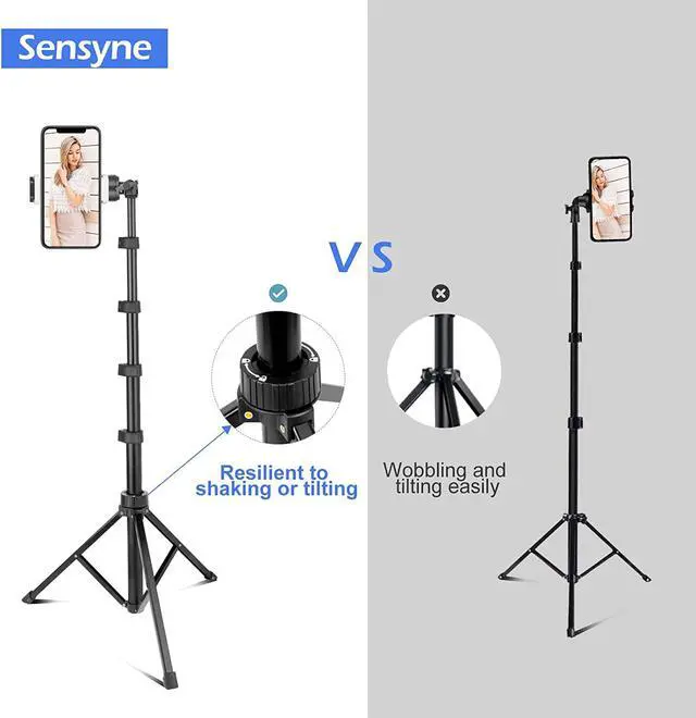 Alt view image 6 of 6 - Sensyne 67" Phone Tripod & Selfie Stick, Extendable Cell Phone Tripod Stand with Wireless Remote and Phone Holder, Compatible with iPhone Android Phone, Camera (Black)