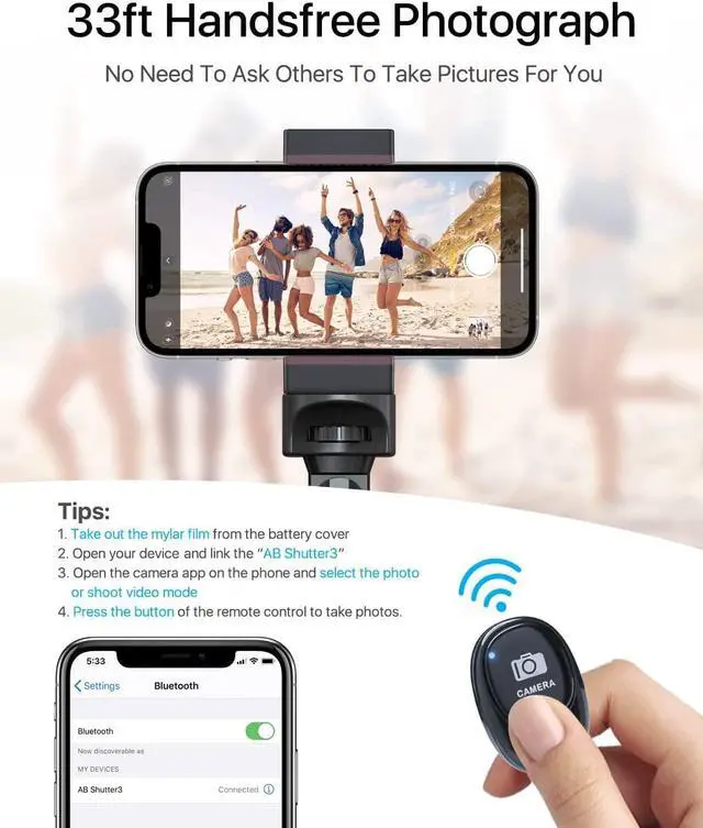 Alt view image 5 of 6 - iPhone Tripod - 66" Stable & Tall Stand with Remote, Compatible with iPhone 16/15/14/13 Plus, Samsung S22, Camera, GoPro, Video Recording