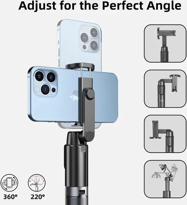 Alt view image 3 of 7 - Selfie Stick Tripod for iPhone, Cell Phone Stand for Recording with Wireless Remote, Lightweight Tripod Stand for iPhone 13/12/12 Pro/12 Pro Max/11/11 Pro/X/XR/XS/8/7/6S,Android Samsung Smartphone