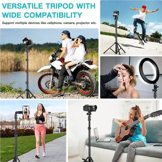 Alt view image 7 of 7 - 74" Flexible Phone Tripod, Tall Cell Phone Tripod with Adjustable Gooseneck & Remote, Portable Camera Cellphone Stand for Video Recording, Compatible with iPhone Android