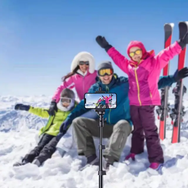 Alt view image 6 of 7 - Fugetek 67" Professional Cell Phone Tripod, Portable All in One, Bluetooth Remote, Phone Holder, Compatible with iPhone & Android Devices, Non Skid Feet, Black