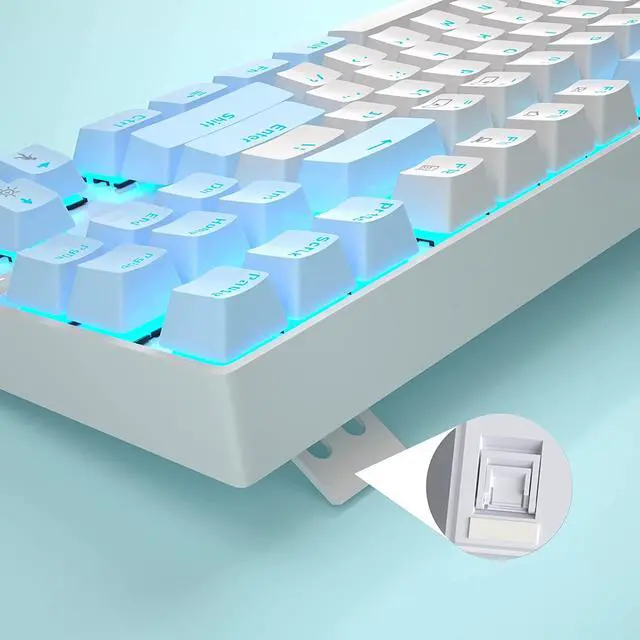 Alt view image 5 of 7 - 75% Mechanical Gaming Keyboard with Red Switch, LED Blue Backlit Keyboard, 87 Keys Compact TKL Wired Computer Keyboard for Windows Laptop PC Gamer - White/Blue
