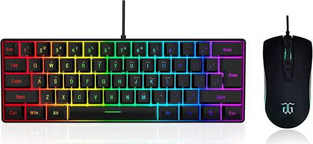 Main image of DGG 60% Gaming Keyboard and Mouse Combo, Small Keyboard and Mouse Set, Mini Gaming Keyboard 61 Keys True RGB Mechanical Feeling Keyboard Mouse Combo for Computer PC Gamer