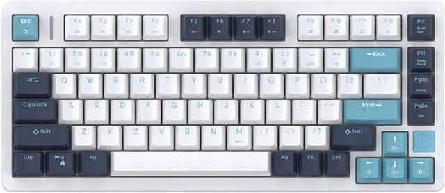 Main image of IROK FE75Pro Wireless RGB Hot Swappable Mechanical Keyboard, Three-Layer Dampening 81 Keys Gaming Keyboard, Customizable Backlit, USB-C/2.4GHz/Bluetooth- White/Blue