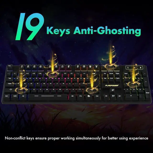 Alt view image 4 of 7 - RGB Gaming Keyboard and Breathing Mouse Combo, Adjutable Breathing Backlit Mechanical Feeling Keyboard with 4 Colors 4800DPI Backlight Mouse for PC Laptop Computer Game and Work