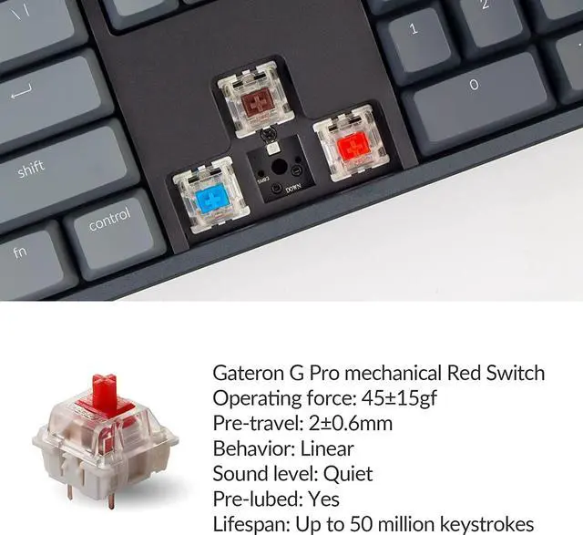 Alt view image 2 of 7 - Keychron K10 RGB Full Size Layout Hot-Swappable Mechanical Keyboard for Mac Windows, Multitasking 104-Key Bluetooth Wireless/USB Wired Gaming Keyboard with Gateron G Pro Red Switch Aluminum Frame