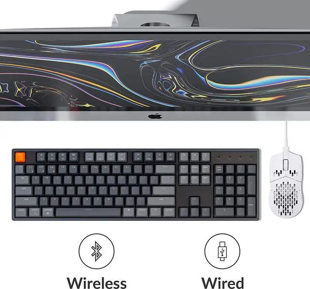 Alt view image 4 of 7 - Keychron K10 RGB Full Size Layout Hot-Swappable Mechanical Keyboard for Mac Windows, Multitasking 104-Key Bluetooth Wireless/USB Wired Gaming Keyboard with Gateron G Pro Red Switch Aluminum Frame
