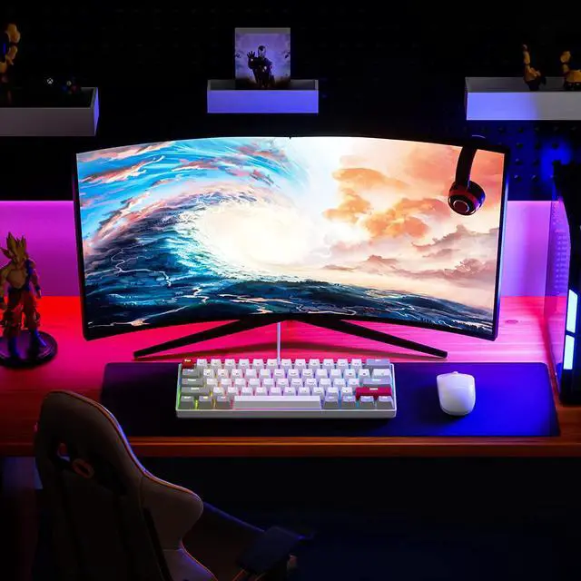Alt view image 5 of 7 - Newmen GM610 60% Wireless Mechanical Gaming Keyboard,Wired/Bluetooth Keyboard with Extra Keycap Set,RGB Backlit,61 Anti-Ghosting Keys,Programmable,Hot-Swappable,for Windows Mac Android(Red Switch)