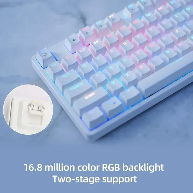 Alt view image 4 of 6 - FE87/104 RGB Mechanical Keyboard, Hot Swappable Gaming Keyboard, Customizable Backlit, Magnet Upper Cover Type-C Wired Keyboard for Mac Windows-White/Brown switch