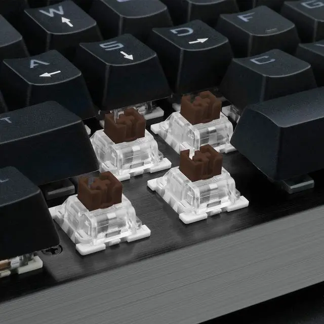 Alt view image 11 of 14 - Eagletec KG010 Mechanical Keyboard Wired Ergonomic Brown Switches Equivalent for Office PC Home or Business (Black Keyboard White Backlit)