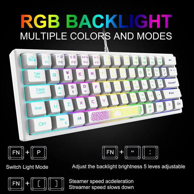 Alt view image 2 of 7 - 60% Gaming Keyboard and Mouse Combo Samll Mini RGB LED Backlight Mechanical Feeling and RGB 6400 DPI Honeycomb Optical Mouse,Gaming Mouse pad for Gamers and Typists