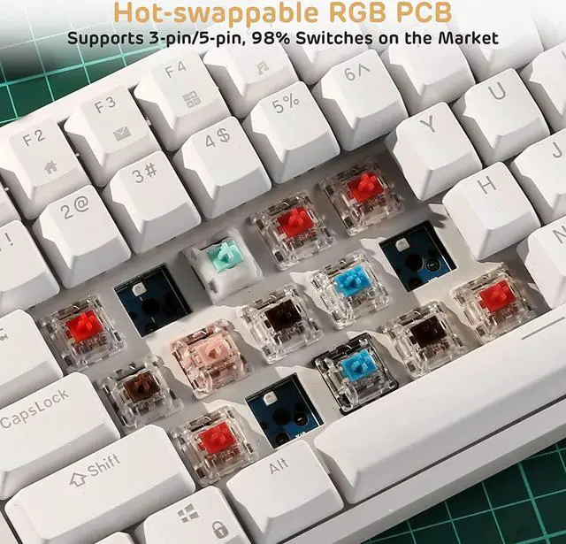 Alt view image 3 of 7 - RK ROYAL KLUDGE RK84 Wired RGB 75% Hot Swappable Mechanical Keyboard, 84 Keys Tenkeyless TKL Gaming Keyboard w/Programmable Software, RK Red Switch