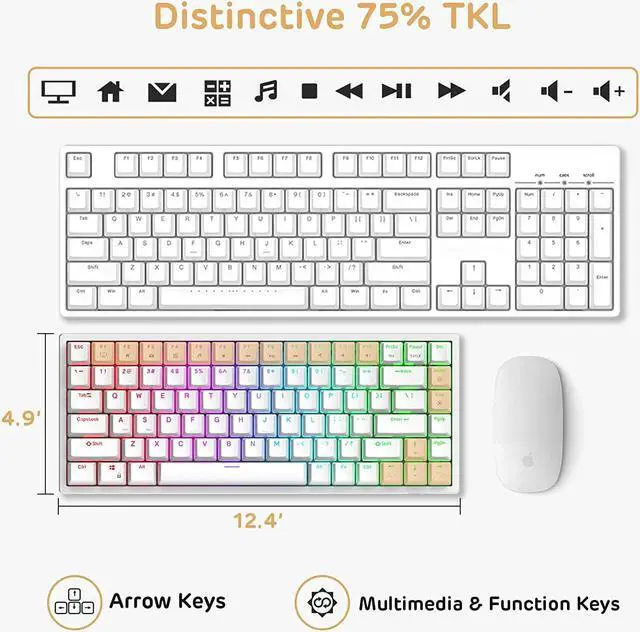 Alt view image 6 of 7 - RK ROYAL KLUDGE RK84 Wired RGB 75% Hot Swappable Mechanical Keyboard, 84 Keys Tenkeyless TKL Gaming Keyboard w/Programmable Software, RK Red Switch