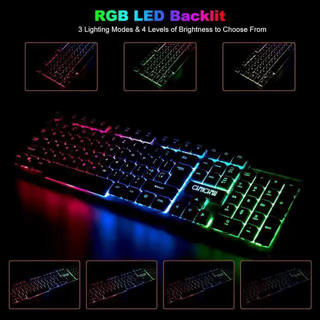 Alt view image 2 of 6 - Gaming Wireless Keyboard and Mouse RGB Backlit Rechargeable Battery Gamer | Mechanical Feel Anti-ghosting with Side Button for PC Computer Laptop Compatible with Windows Mac Ps4/Ps5 Xbox one
