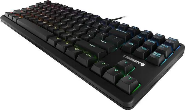 Alt view image 2 of 7 - Cherry MX RGB Mechanical Keyboard with MX Red Silent Gold-Crosspoint Key switches for typists, Programmers, Creator, Coder, Work in The Office or at Home G80-3000N RGB (TenKeyLess (TKL)