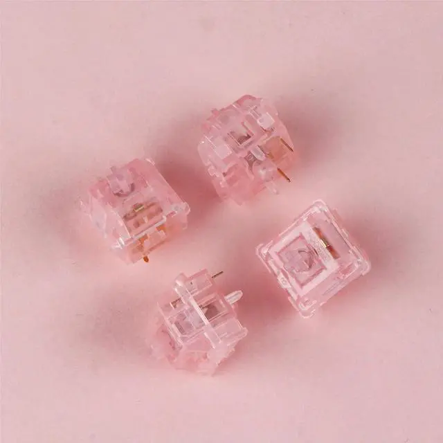 Alt view image 6 of 7 - KiiBoom Linear 38gf Pink Rose Mechanical Keyboard Switch, 5 Pin Keyboard Switch with PC Stem, Translucent PC Housing, 35 Pieces for Gaming DIY Keyboard