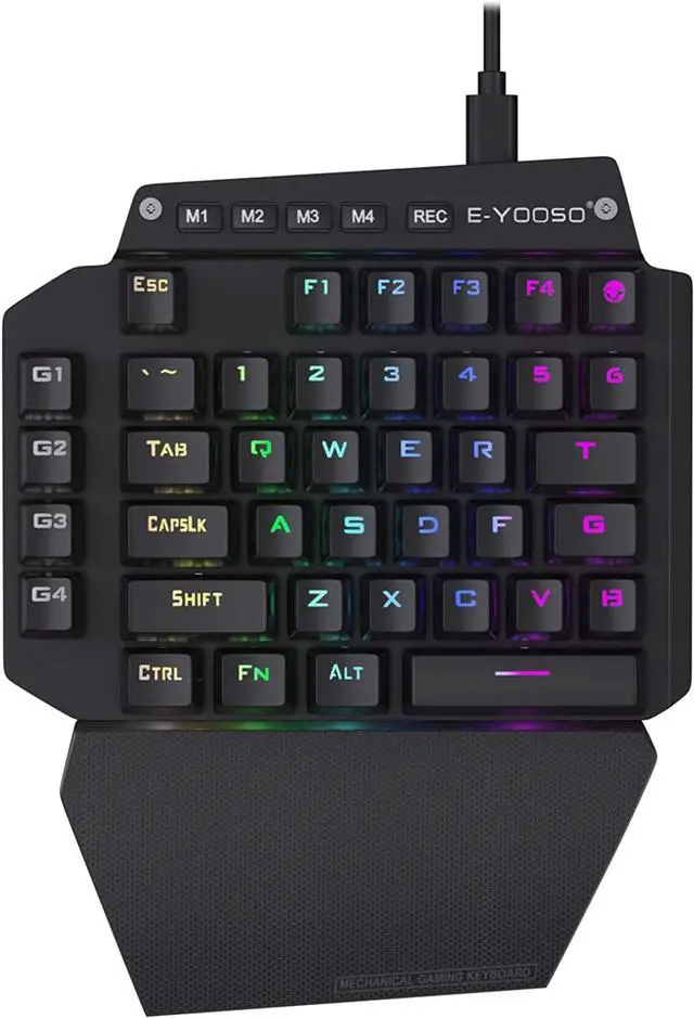 Main image of K-700 One Handed Mechanical Gaming Keyboard with RGB Led Backlit, Black switches, Macro Keys, Detachable Palm Rest, USB C Cable, 44-Key for LOL/Wow/Dota 2 / PUBG/CF
