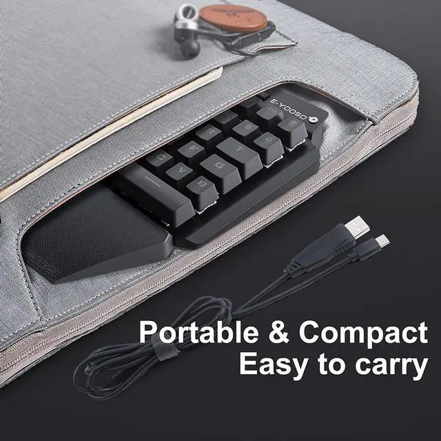 Alt view image 7 of 7 - K-700 One Handed Mechanical Gaming Keyboard with RGB Led Backlit, Black switches, Macro Keys, Detachable Palm Rest, USB C Cable, 44-Key for LOL/Wow/Dota 2 / PUBG/CF