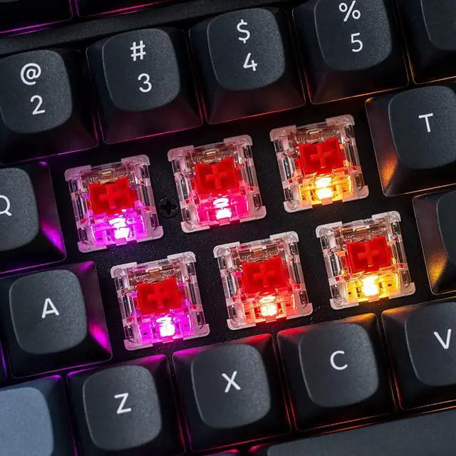 Alt view image 6 of 7 - Keychron V5 Wired Custom Mechanical Keyboard Knob Version, 96% Layout QMK/VIA Programmable with Hot-swappable Keychron K Pro Red Switch Compatible with Mac Windows Linux Black (Non-Transparent)
