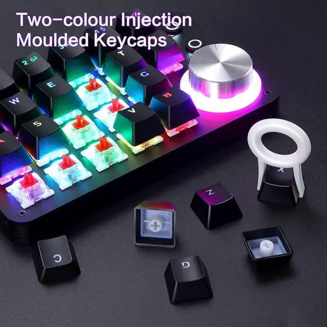 Alt view image 7 of 7 - 24 Keys Programmable KeyboardOne Handed Macro Mechanical Keyboard, RGB LED Backlight Red Switch USB Portable Keyboard with Fully Knobs, 24 Keys Macro Pad for Gaming