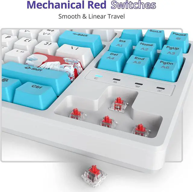 Alt view image 3 of 7 - 75 Percent Mechanical Keyboard, 87 Keys RGB Backlit Gaming Keyboard, TKL Compact Wired Keyboard with Red Switches for Windows Laptop PC PS4 PS5 Xbox Gamer (87 Sea/Red Switch)