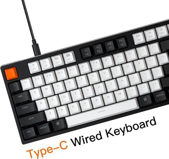 Alt view image 5 of 7 - Keychron C2 Full Size Wired Mechanical Keyboard for Mac, Hot-swappable, Gateron G Pro Brown Switch, White Backlight, 104 Keys ABS keycaps Gaming Keyboard for Windows,Type-C Braid Cable
