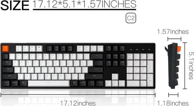 Alt view image 7 of 7 - Keychron C2 Full Size Wired Mechanical Keyboard for Mac, Hot-swappable, Gateron G Pro Brown Switch, White Backlight, 104 Keys ABS keycaps Gaming Keyboard for Windows,Type-C Braid Cable