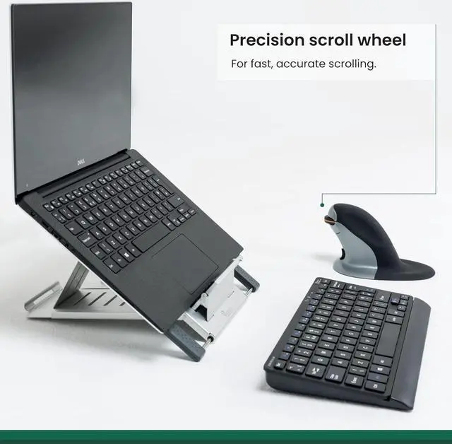 Alt view image 6 of 7 - Penguin Ambidextrous Wired Ergonomic Mouse USB, Alleviates RSI, Easy-Glide, Vertical Design, PC Computer & Apple Mac Compatible (Black/Silver, Size: Large)