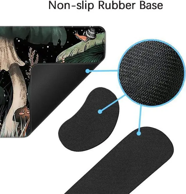 Alt view image 4 of 6 - MIBITRI Keyboard Mouse Pad Set, Extended Gaming Mouse Pad+Ergonomics Keyboard Wrist Rest Support, Memory Foam, Easy Typing Pain Relief, 4Pcs XXL Ultra Thick Desk Mat, Snails and Mushroom