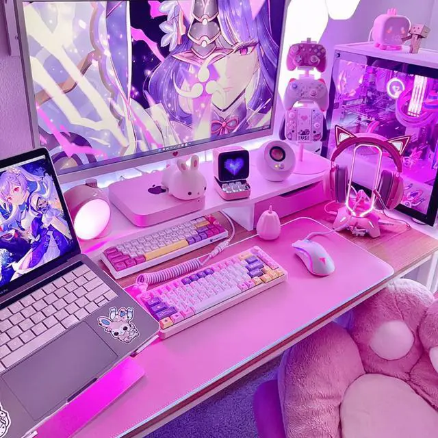 Alt view image 4 of 6 - Pink Mouse Pad | RGB Gaming Mouse Pad Pink (Create Your Dream Setup) Large LED Mousepad Mats for Desk with 8 Light Modes, Smooth Gliding, and Easy to Clean - Girl Gaming Accessories