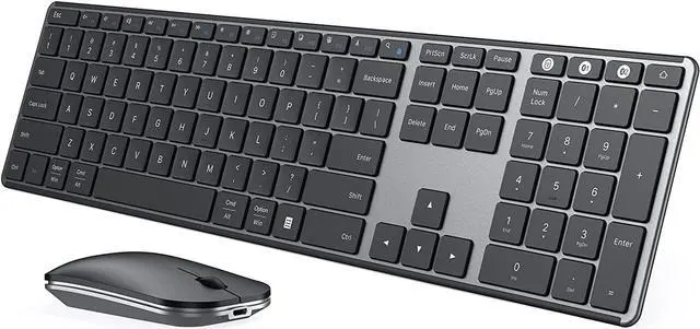 Main image of Wireless Bluetooth Keyboard and Mouse for Win & Mac, Multi-Device Rechargeable Slim Keyboard and Mouse Combo, Compatible with Win 7/8/10, MacBook Pro/Air, iPad, Tablet - Black Gray