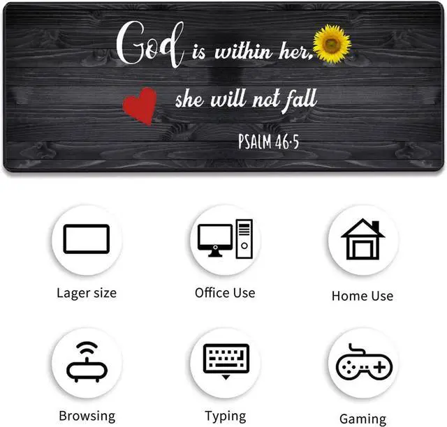 Alt view image 2 of 6 - Extended Game Mouse Pad + Wrist Support Pad + Coaster Set, Waterproof Anti-Skid Rubber Base Mouse Pad, Suitable for Games and Office, Bible Verse Psalm 46:5