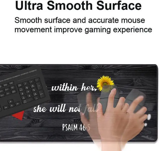 Alt view image 4 of 6 - Extended Game Mouse Pad + Wrist Support Pad + Coaster Set, Waterproof Anti-Skid Rubber Base Mouse Pad, Suitable for Games and Office, Bible Verse Psalm 46:5