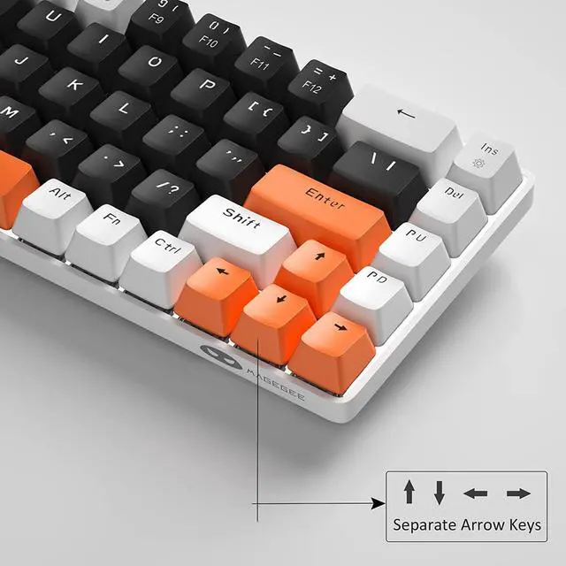 Alt view image 3 of 7 - MageGee Portable 60% Mechanical Gaming Keyboard, MK-Box LED Backlit Compact 68 Keys Mini Wired Office Keyboard with Blue Switch for Windows Laptop PC Mac - Black/White